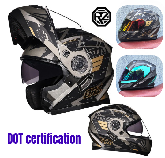 Dual Visor Motorcycle Racing Helmet - Orz-Casque de moto à visière de