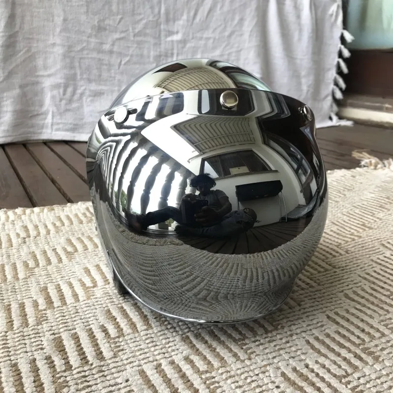 Miroir argent Chrome Moto visa - Vintage Open Face Retro Helmet avis et prix
