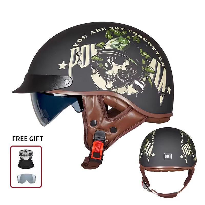 Casque de moto vintage semi-ou - Vintage Open Face Retro Helmet avis et prix