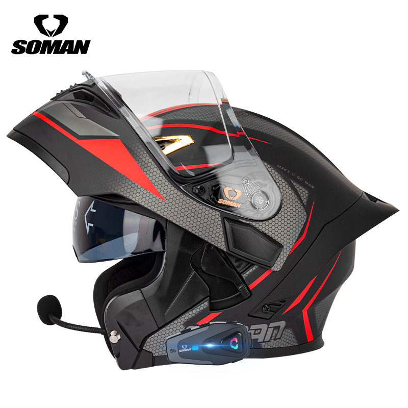 Casque de moto SOMAN Flip Up,  - Dual Visor Motorcycle Racing Helmet avis et prix