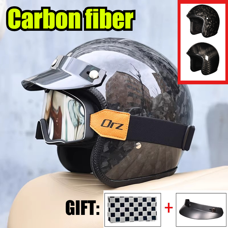 Casque Moto Vintage en Fibre d - Carbon Fiber Lightweight Motorcycle Helmet avis et prix