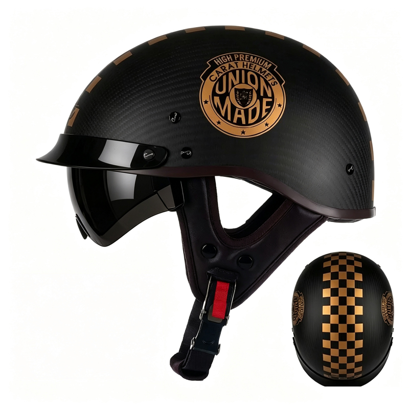 Demi-casque de moto en fibre d - Carbon Fiber Lightweight Motorcycle Helmet avis et prix