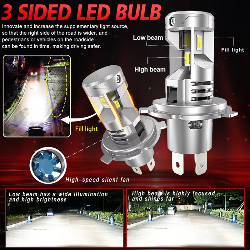 Phares LED H4 Canbus 12V 9003  - Universal Motorcycle Led Headlight Projector avis et prix