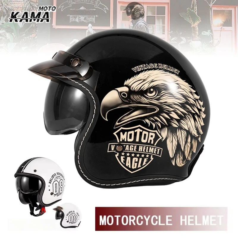 Casque de moto ouvert HOT, sty - Vintage Open Face Retro Helmet avis et prix