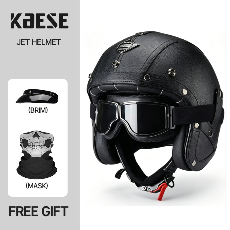Casque de moto rétro KAESE Cla - Vintage Open Face Retro Helmet avis et prix